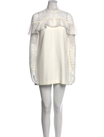 Self-Portrait Mock Neck Mini Dress