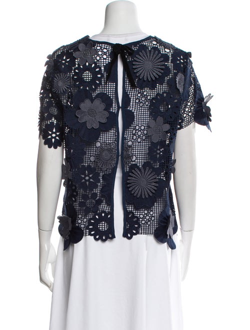 Self-Portrait Lace Pattern Crew Neck Blouse