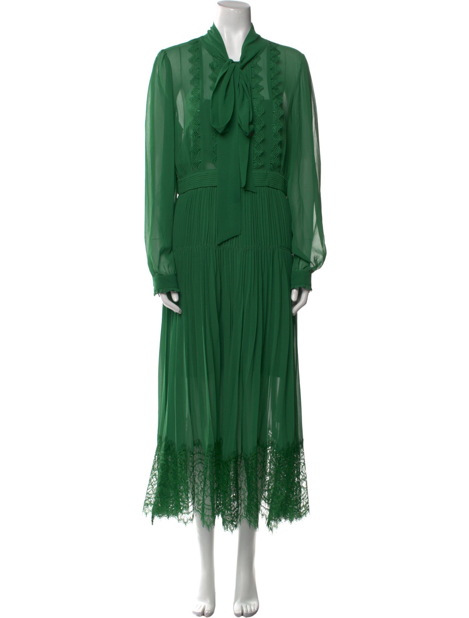 Self-Portrait Tie Neck Midi Length Dress