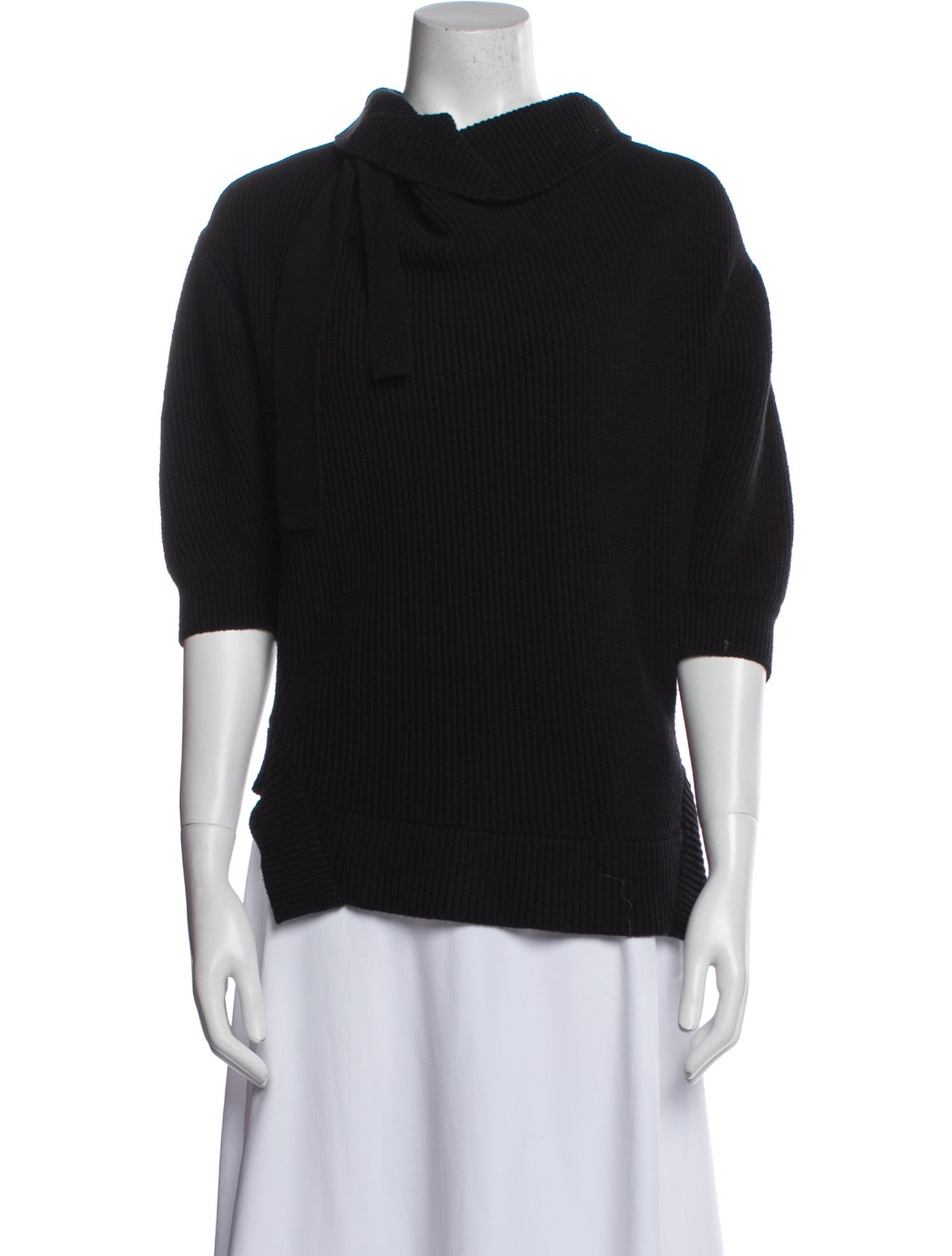 Self-Portrait Cowl Neck Three-Quarter Sleeve Sweatshirt