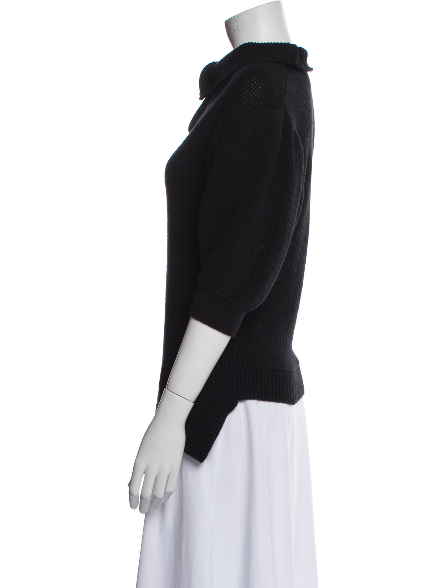 Self-Portrait Cowl Neck Three-Quarter Sleeve Sweatshirt