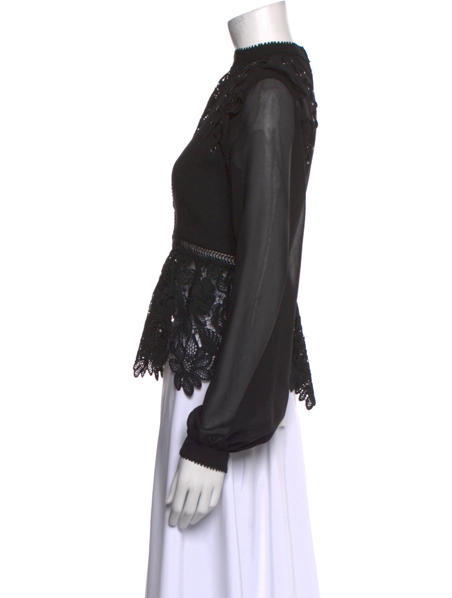 Self-Portrait Mock Neck Long Sleeve Blouse