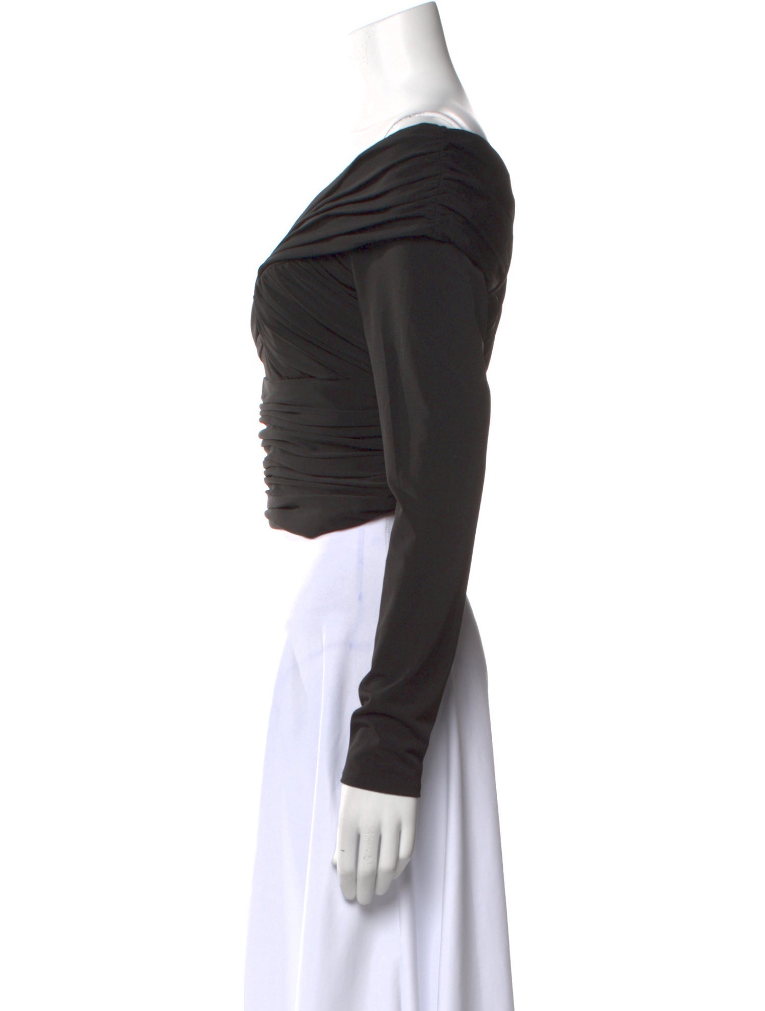 Self-Portrait Off-The-Shoulder Long Sleeve Crop Top