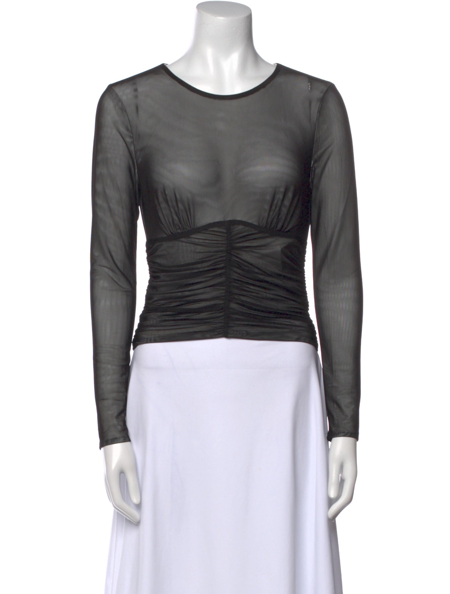 Self-Portrait Scoop Neck Long Sleeve Crop Top