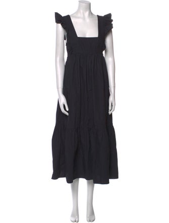 Self-Portrait Square Neckline Midi Length Dress