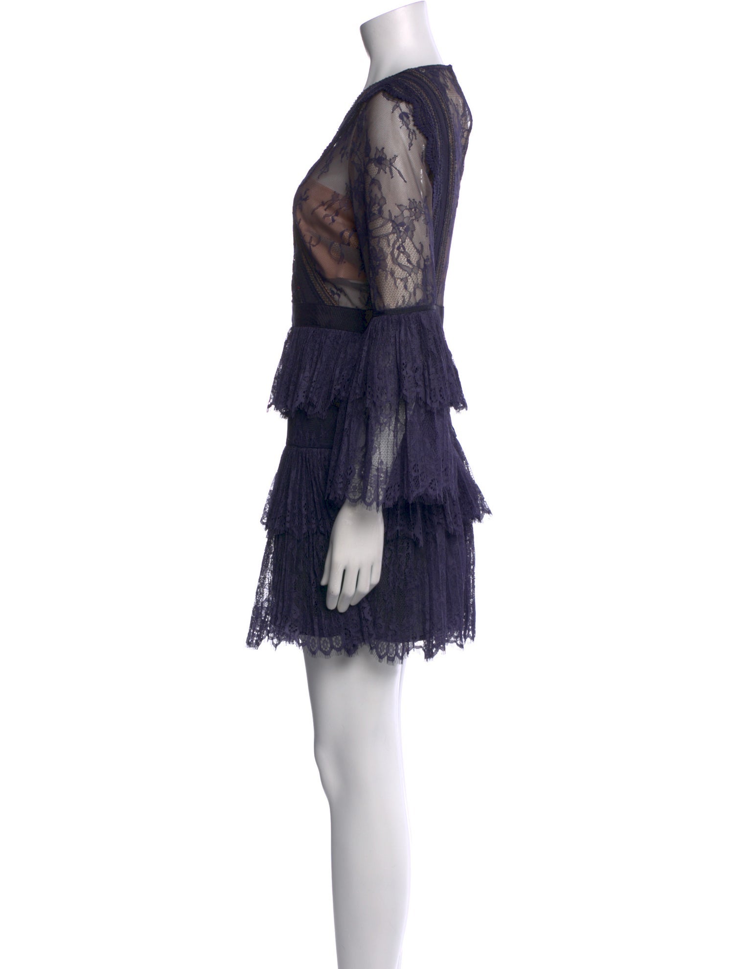 Self-Portrait Lace Pattern Mini Dress