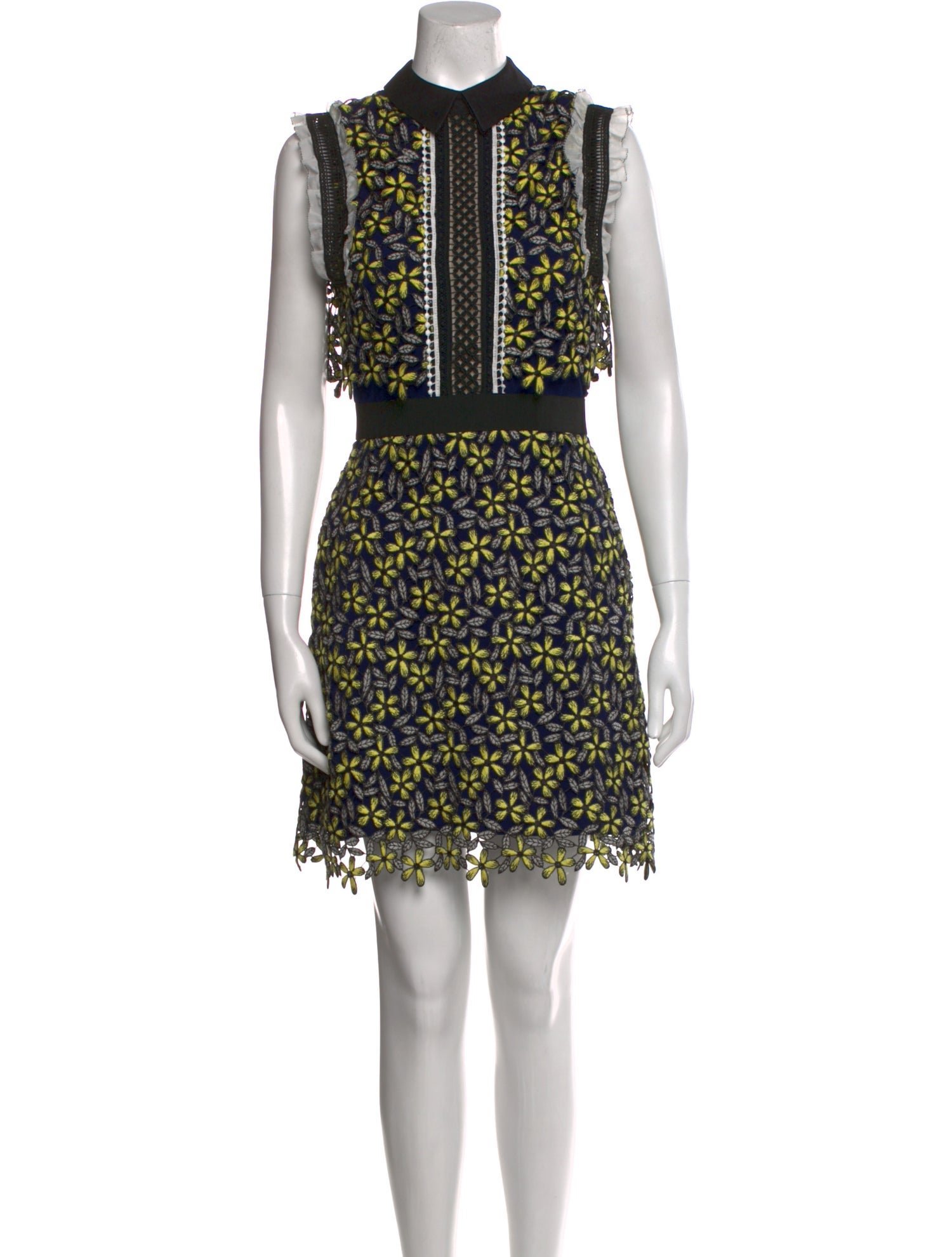 Self-Portrait Lace Pattern Mini Dress