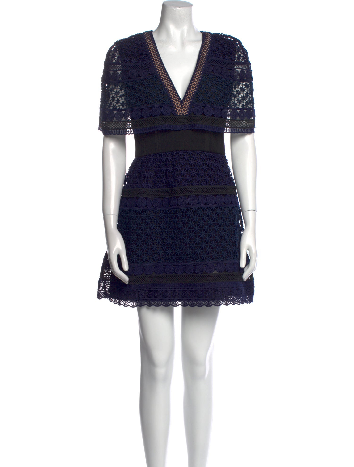 Self-Portrait Lace Pattern Mini Dress