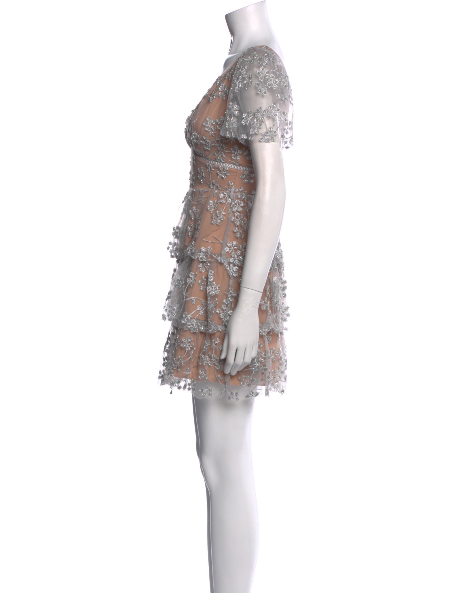 Self-Portrait Lace Pattern Mini Dress