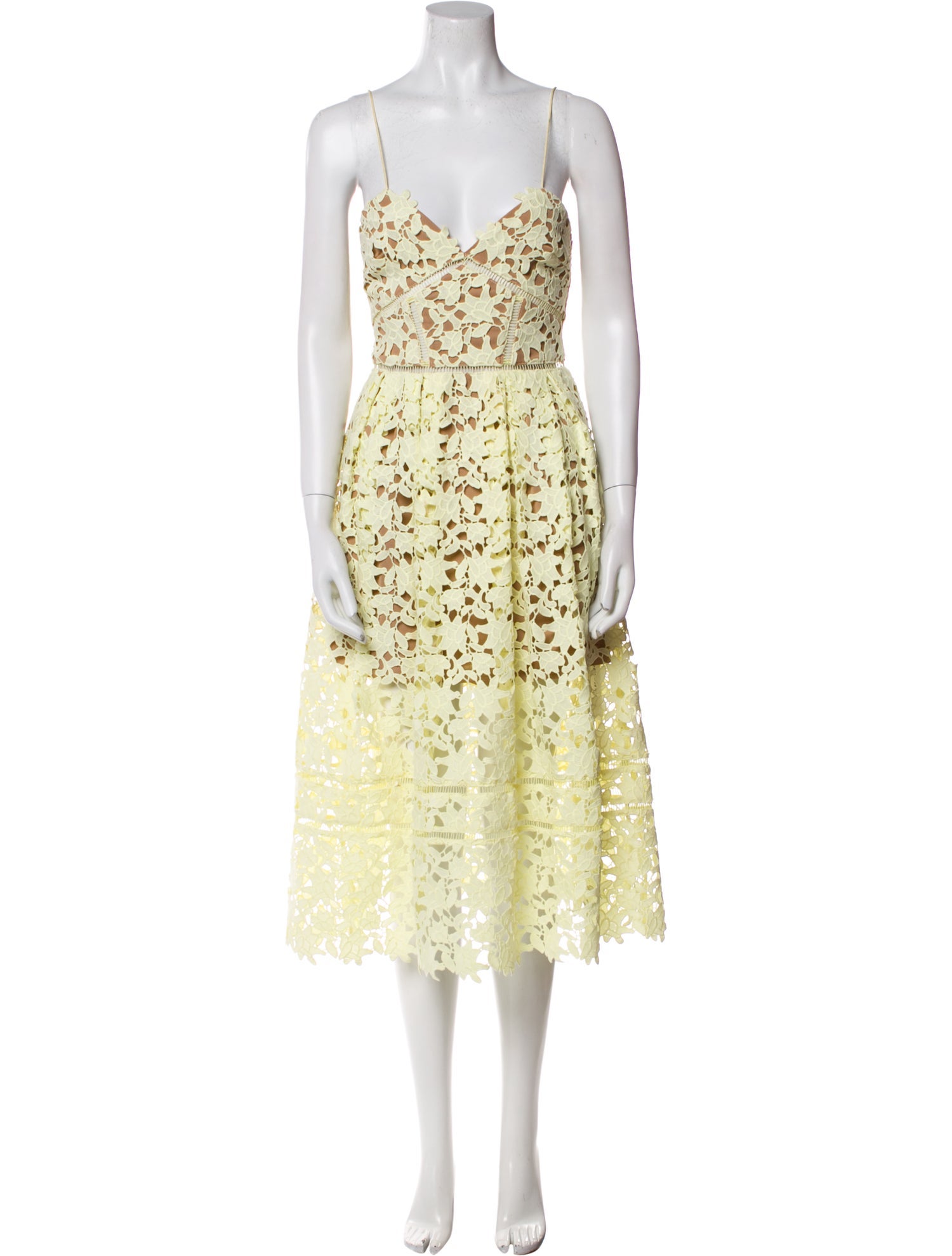 Self-Portrait Lace Pattern Midi Length Dress