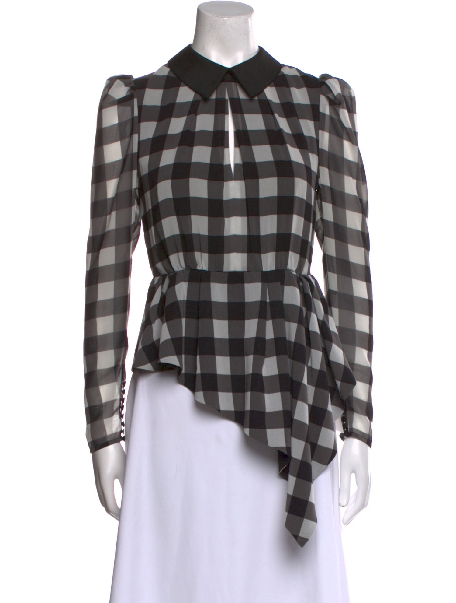 Self-Portrait Plaid Print Long Sleeve Button-Up Top