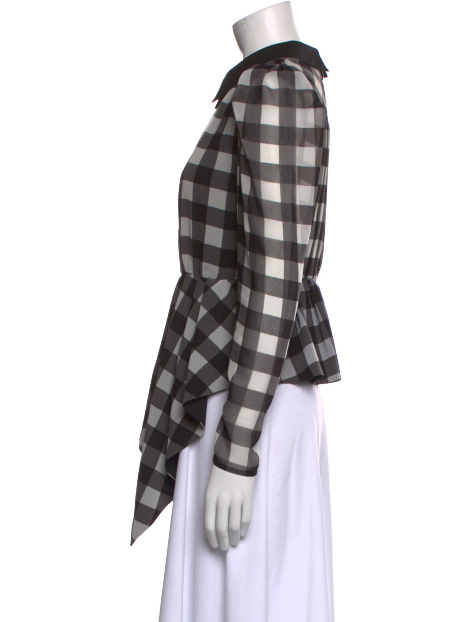Self-Portrait Plaid Print Long Sleeve Button-Up Top