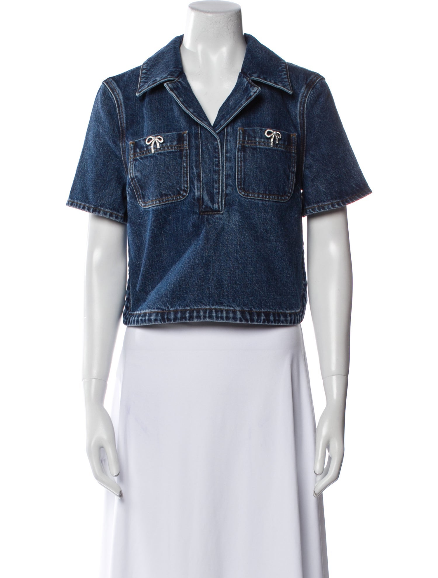 Self-Portrait Short Sleeve Crop Top