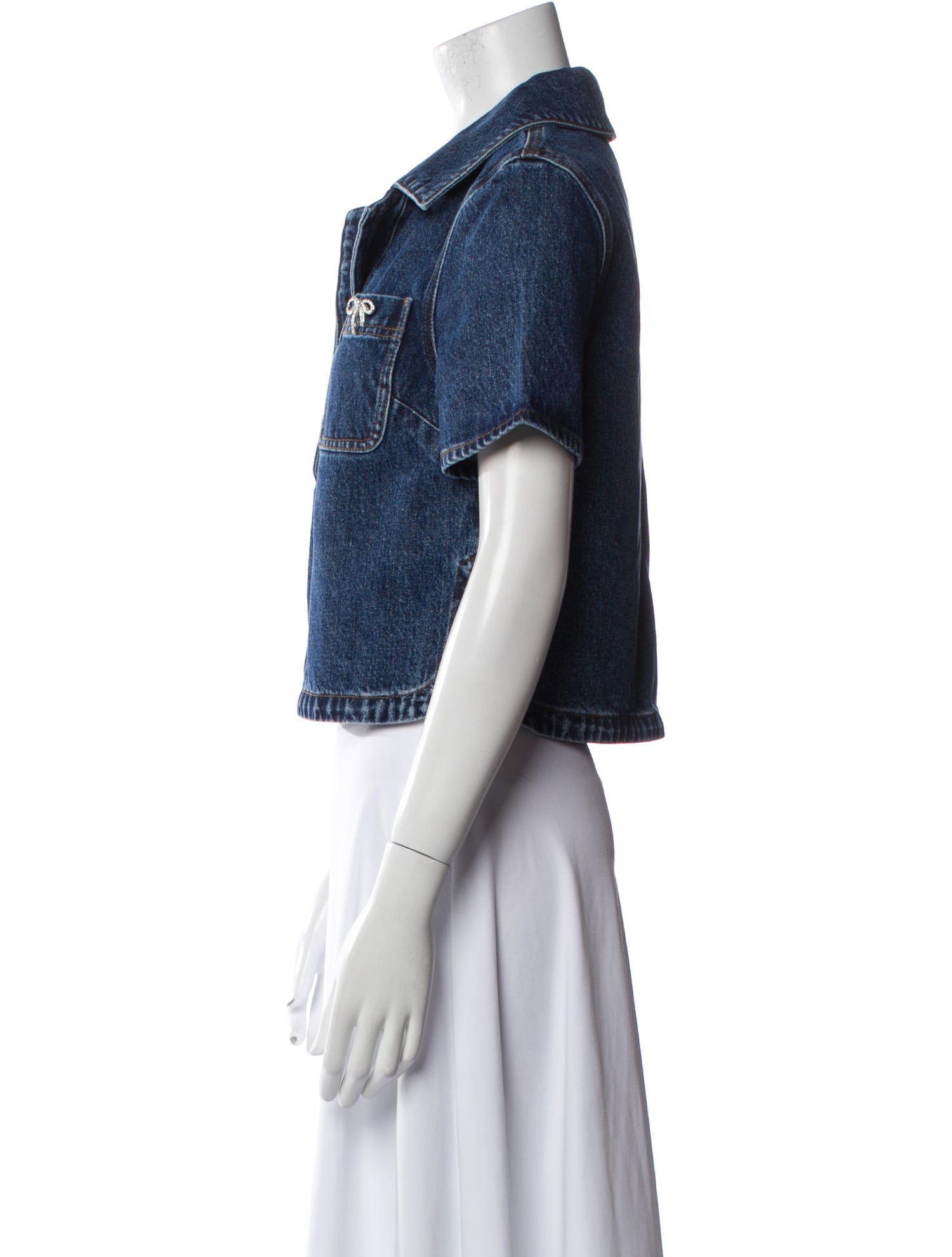 Self-Portrait Short Sleeve Crop Top