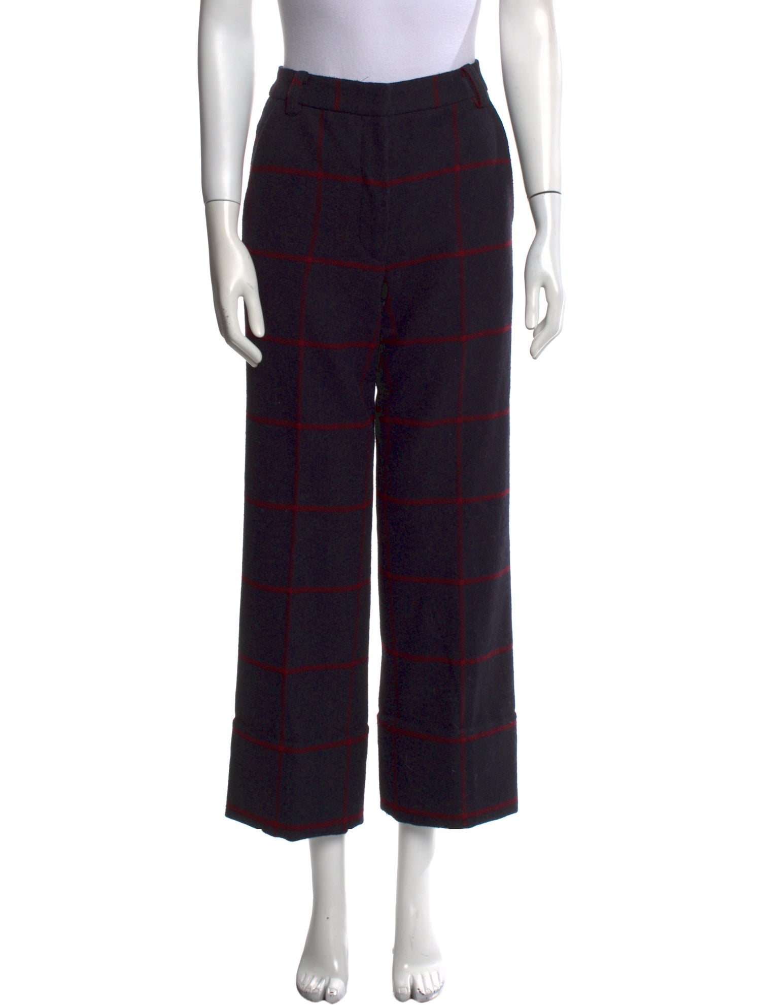 Self-Portrait Plaid Print Wide Leg Pants