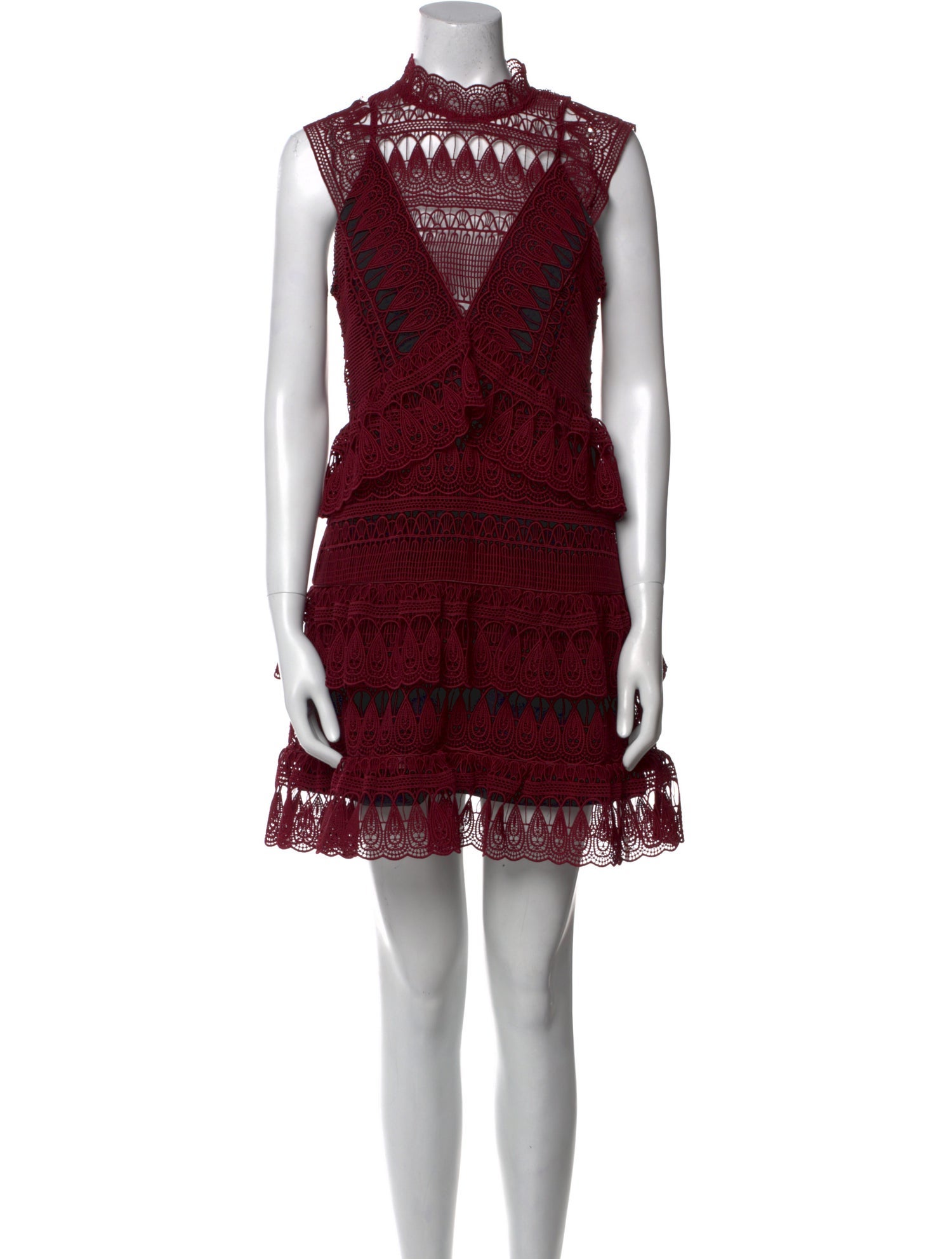 Self-Portrait Lace Pattern Mini Dress