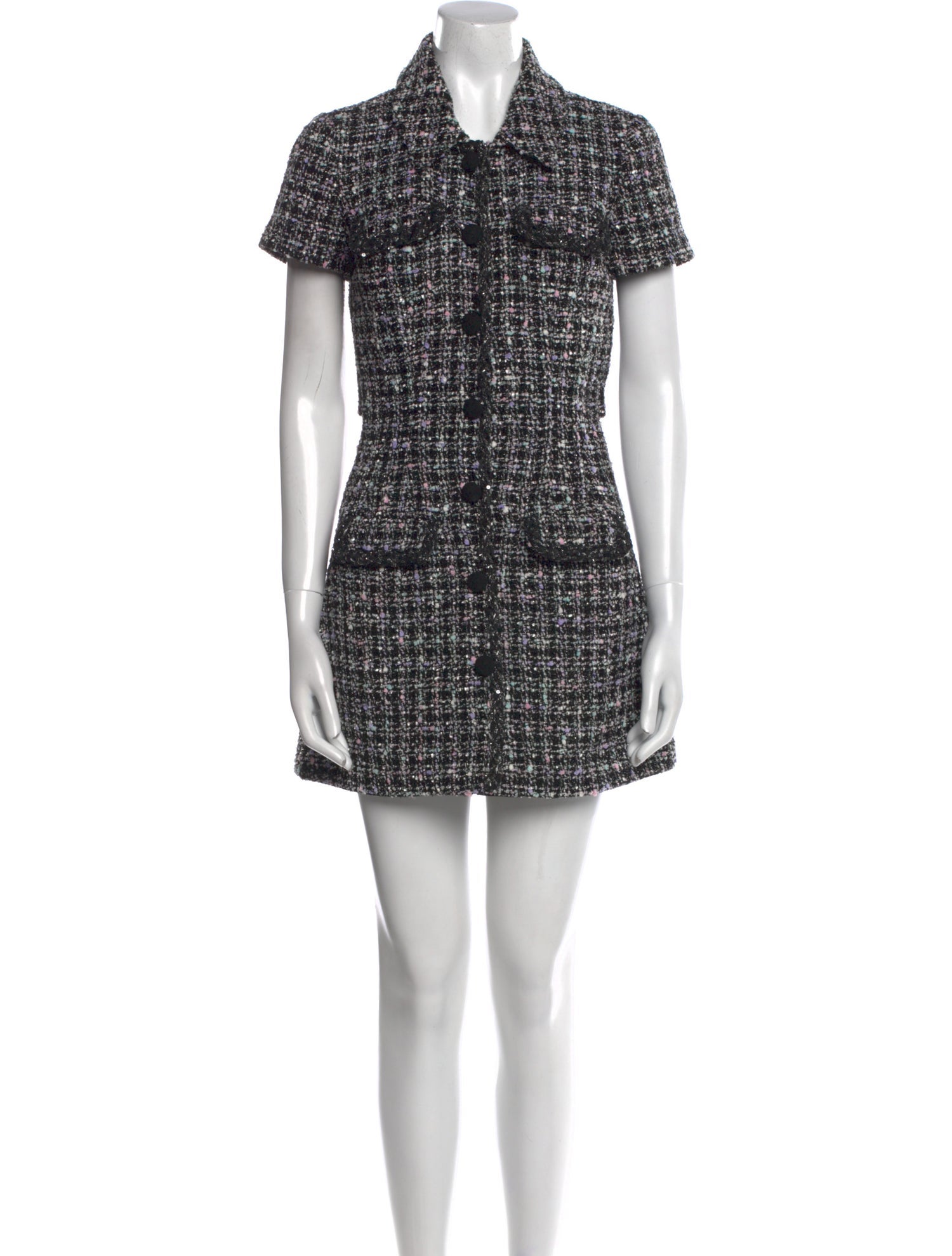 Self-Portrait Tweed Pattern Mini Dress