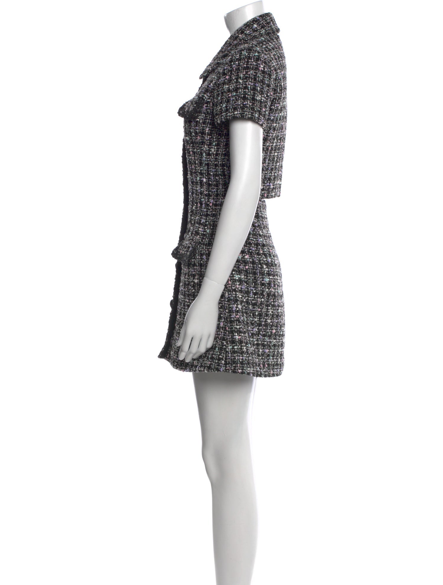 Self-Portrait Tweed Pattern Mini Dress