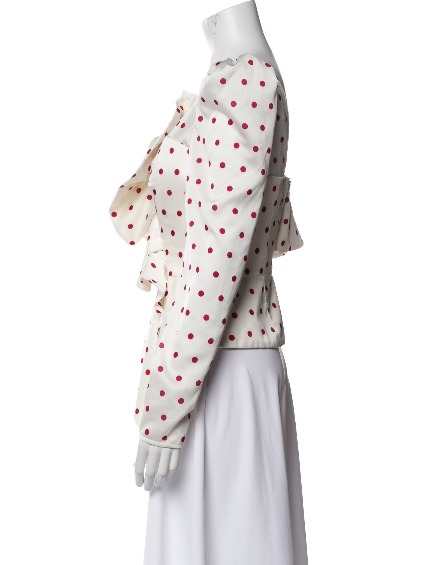 Self-Portrait Polka Dot Print One-Shoulder Crop Top