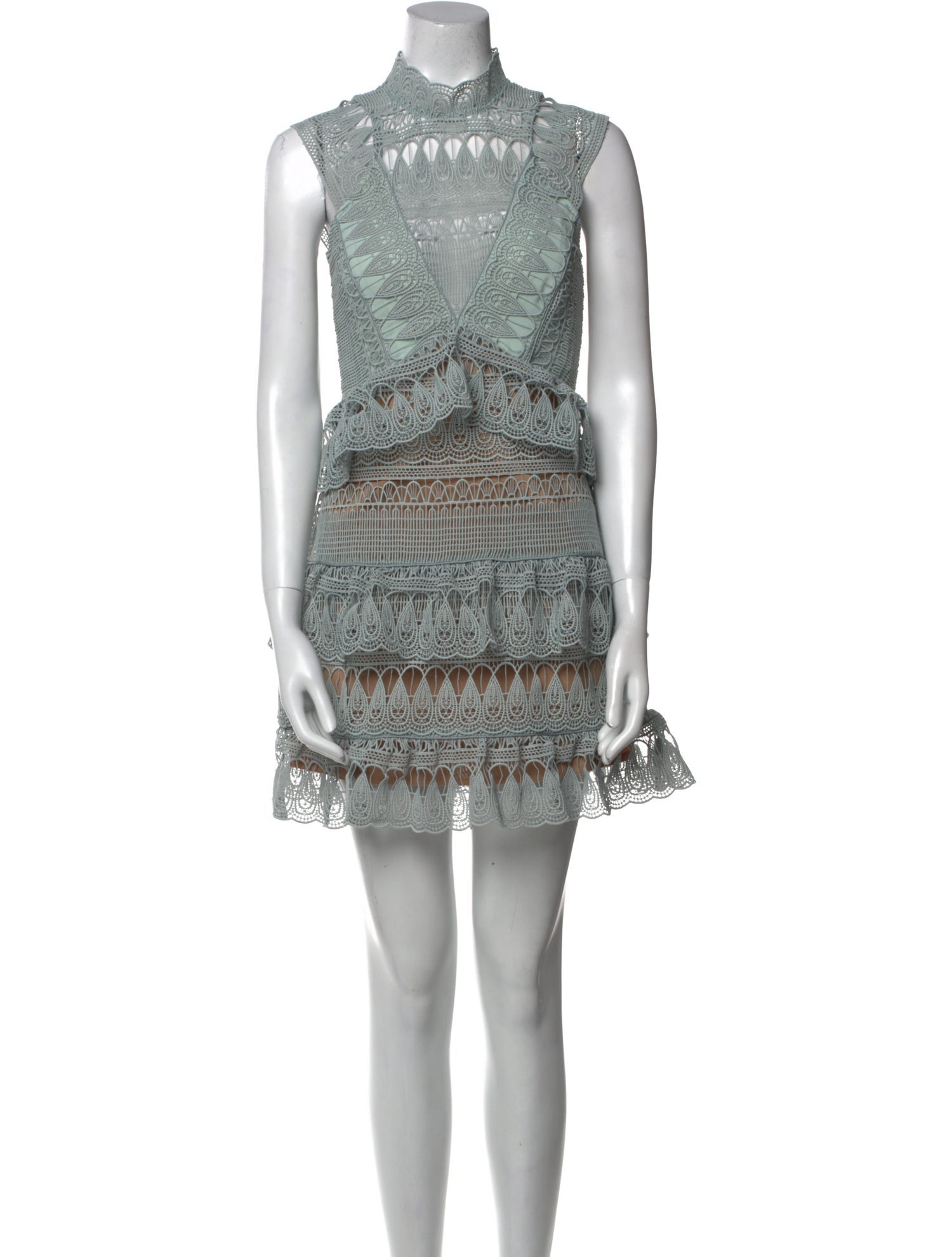 Self-Portrait Lace Pattern Mini Dress