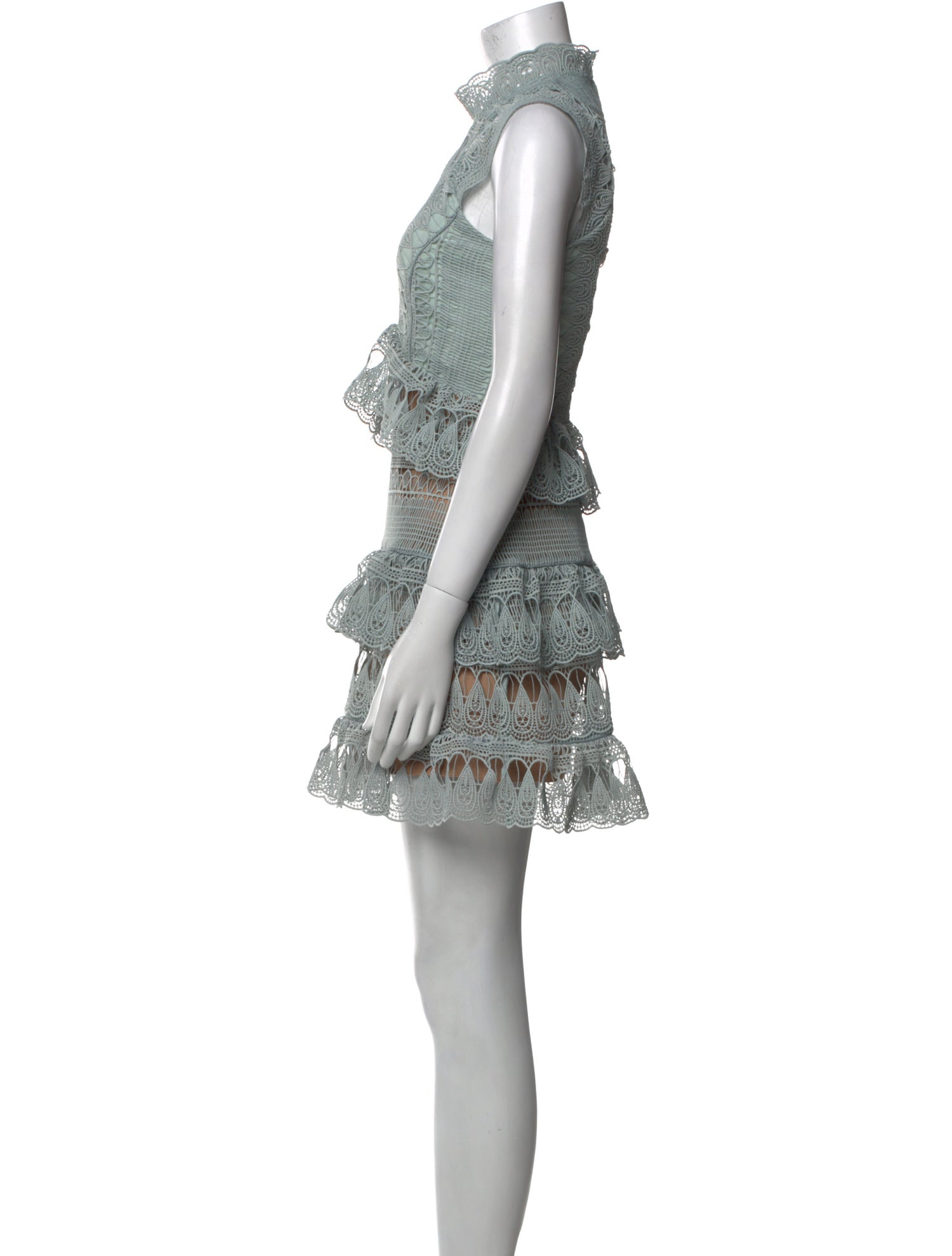 Self-Portrait Lace Pattern Mini Dress