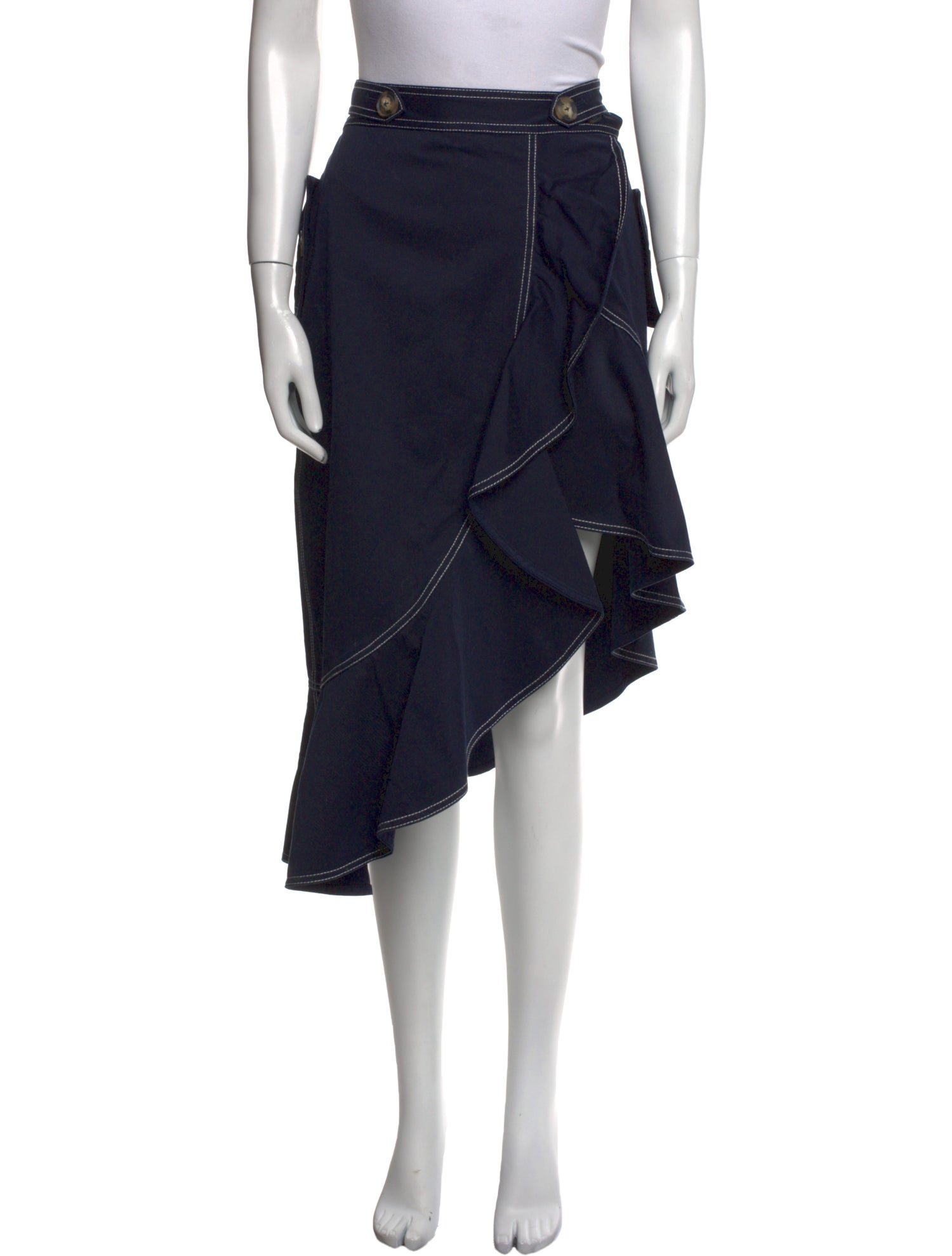 Self-Portrait Ruffle Embellishment Midi Length Skirt