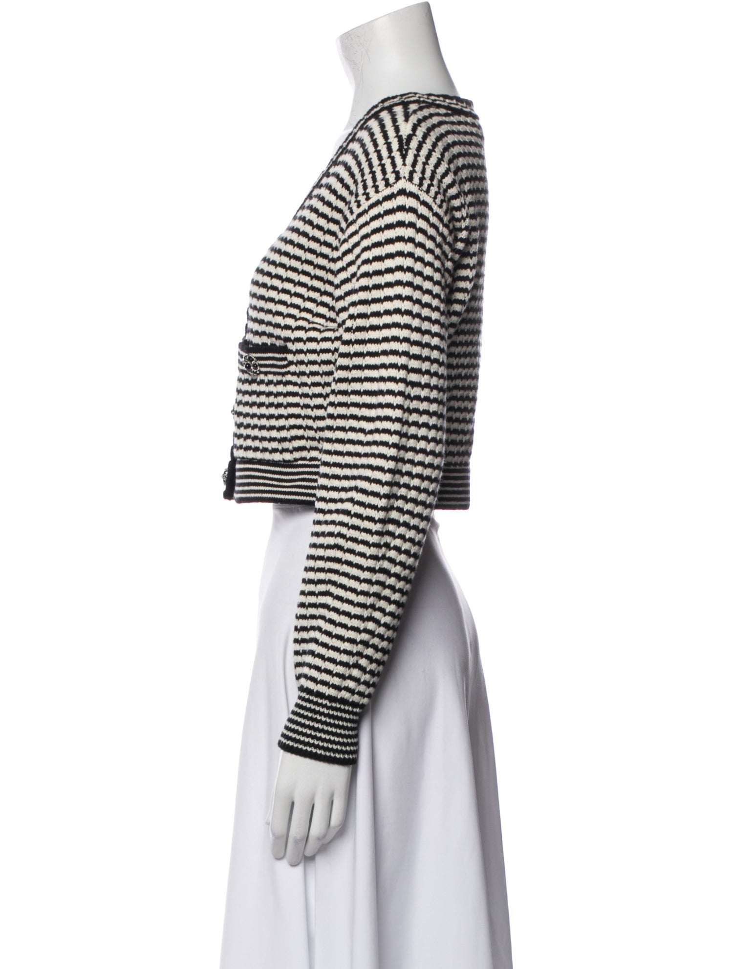 Self-Portrait Striped V-Neck Sweater