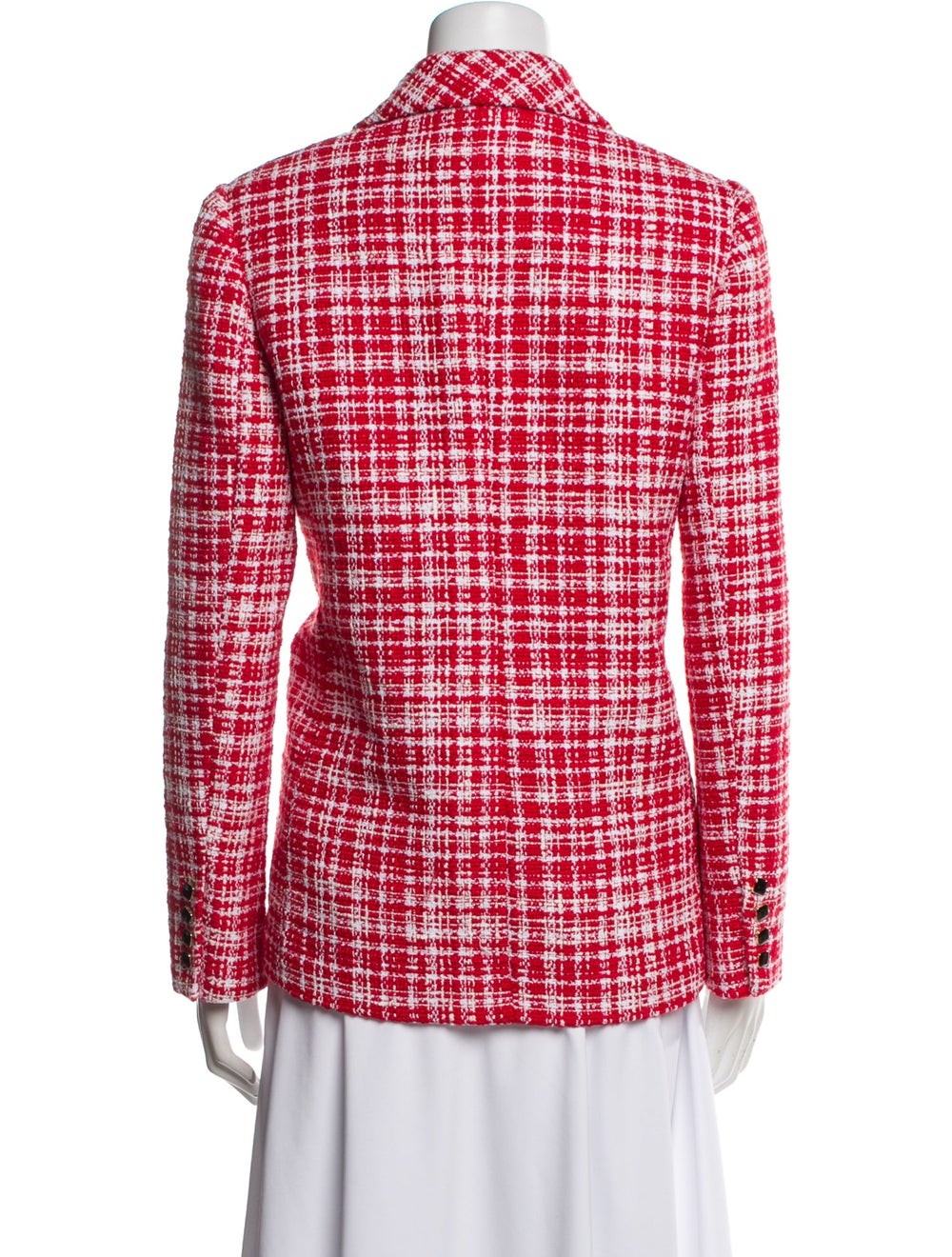 Self-Portrait Blazer Red Tweed Pattern Pointed Co… - image 3