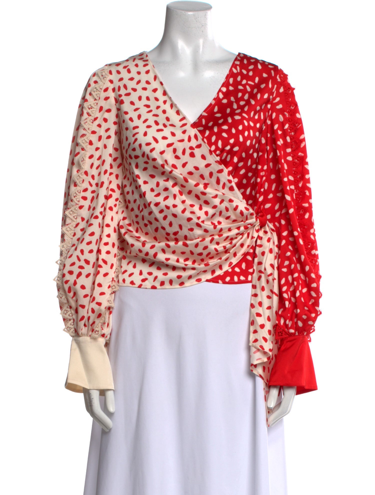 Self-Portrait Printed V-Neck Blouse