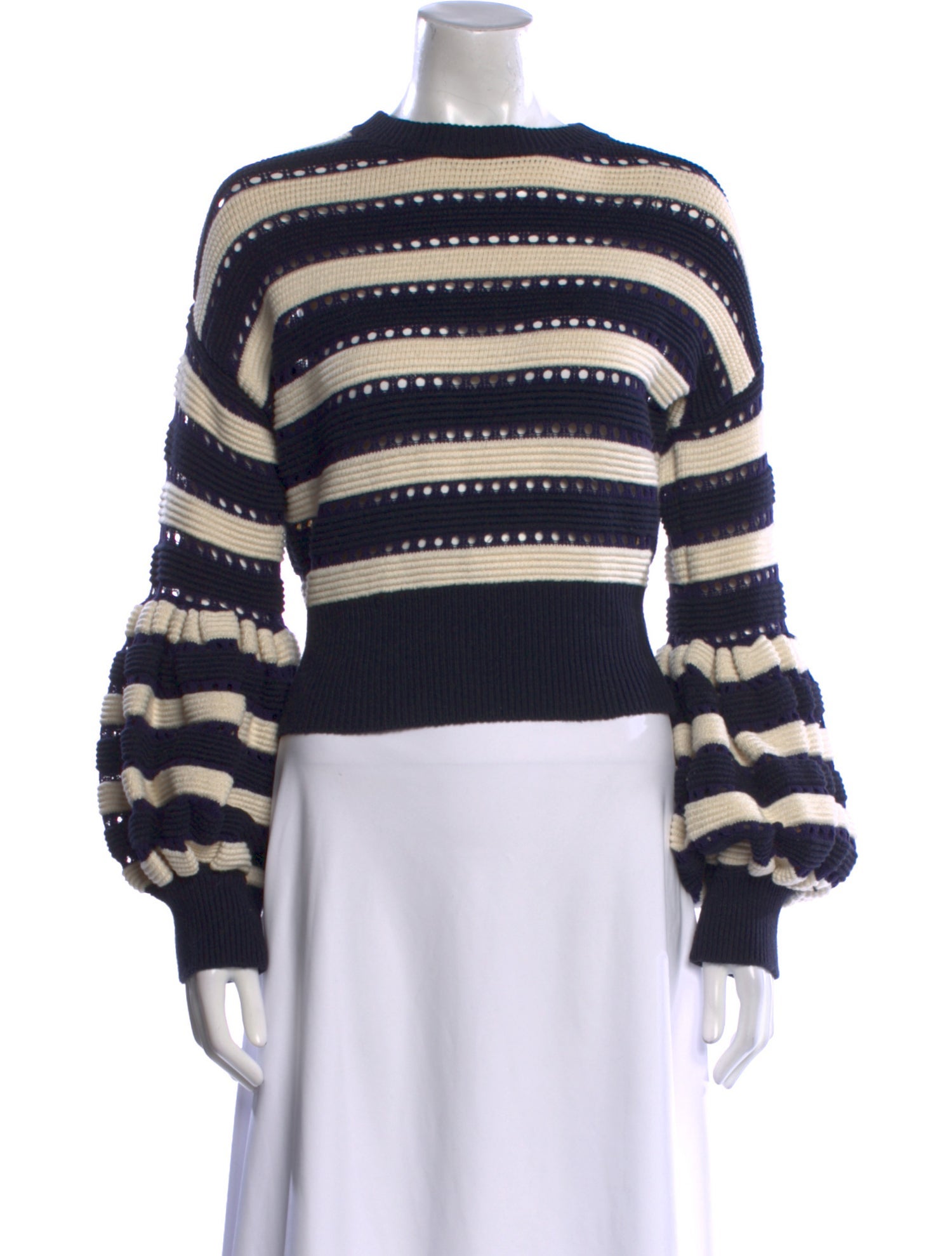 Self-Portrait Striped Crew Neck Sweater