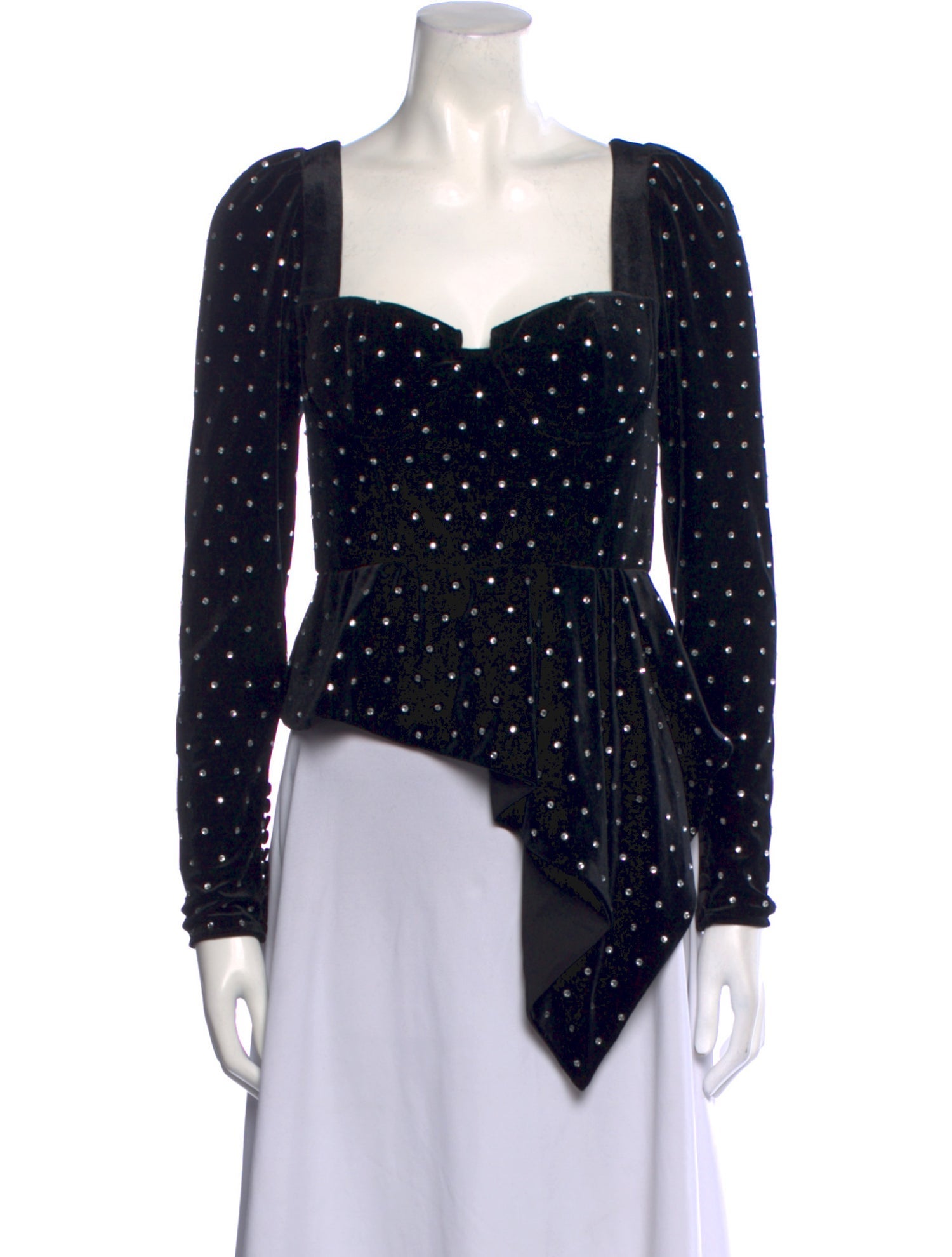 Self-Portrait Polka Dot Print Square Neckline Crop Top