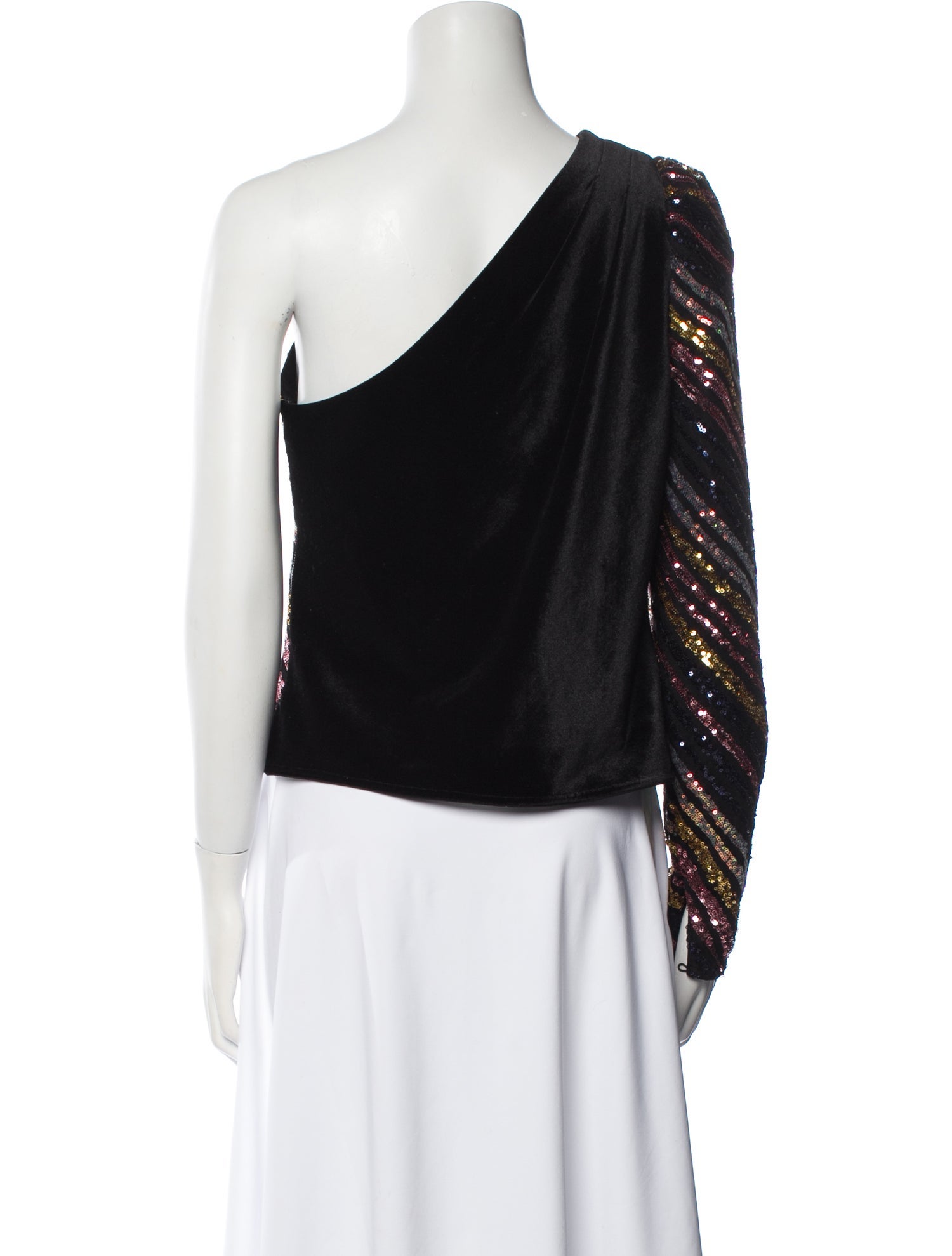 Self-Portrait Sequin Striped Crop Top