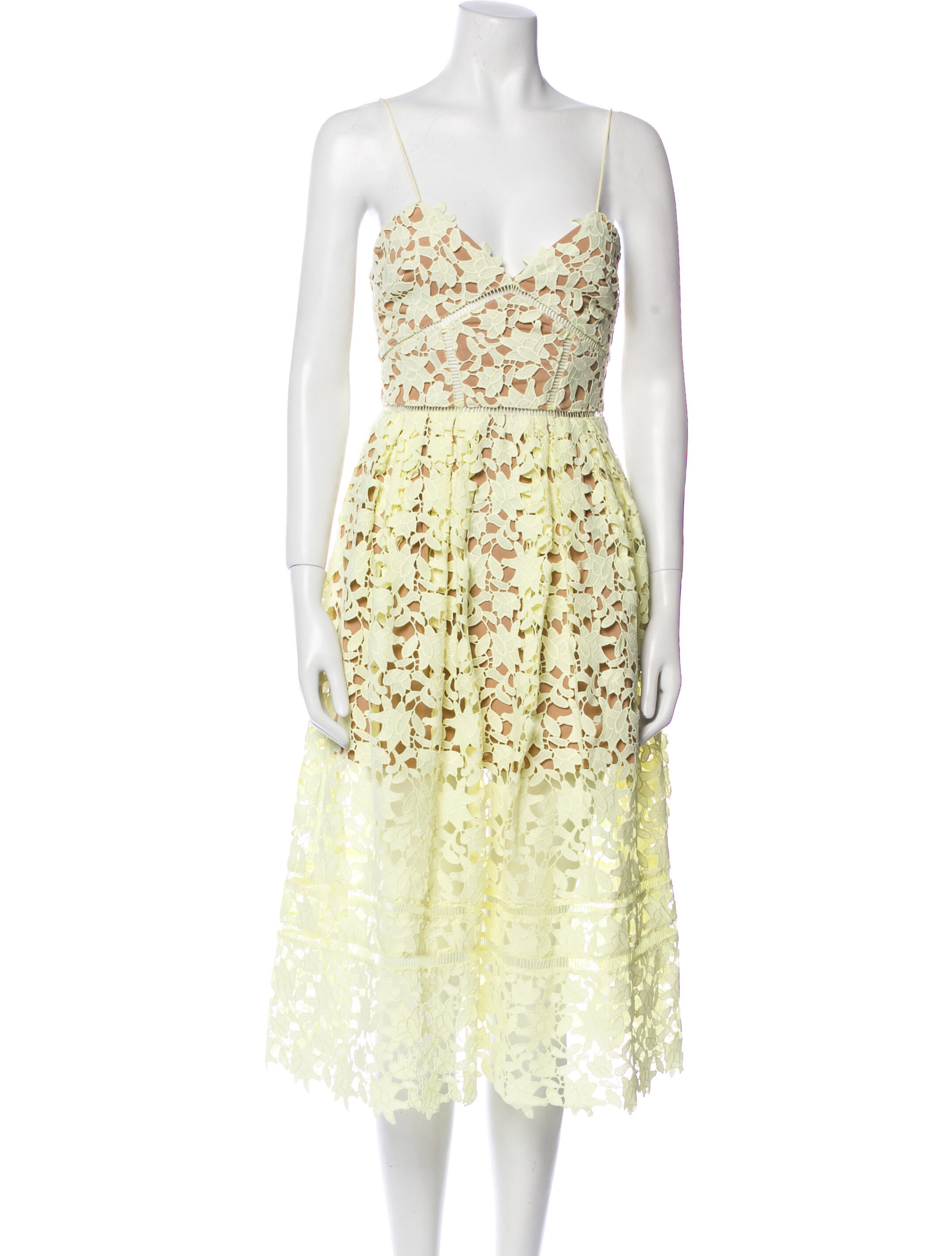 Self-Portrait Lace Pattern Midi Length Dress