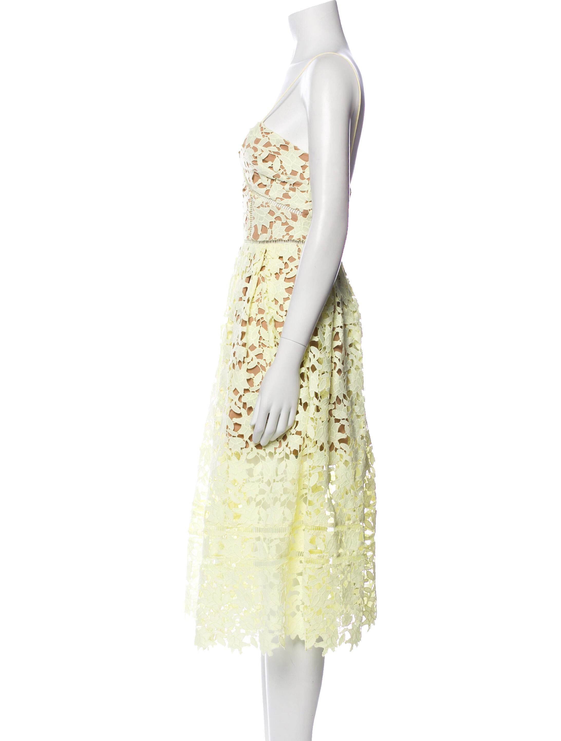 Self-Portrait Lace Pattern Midi Length Dress