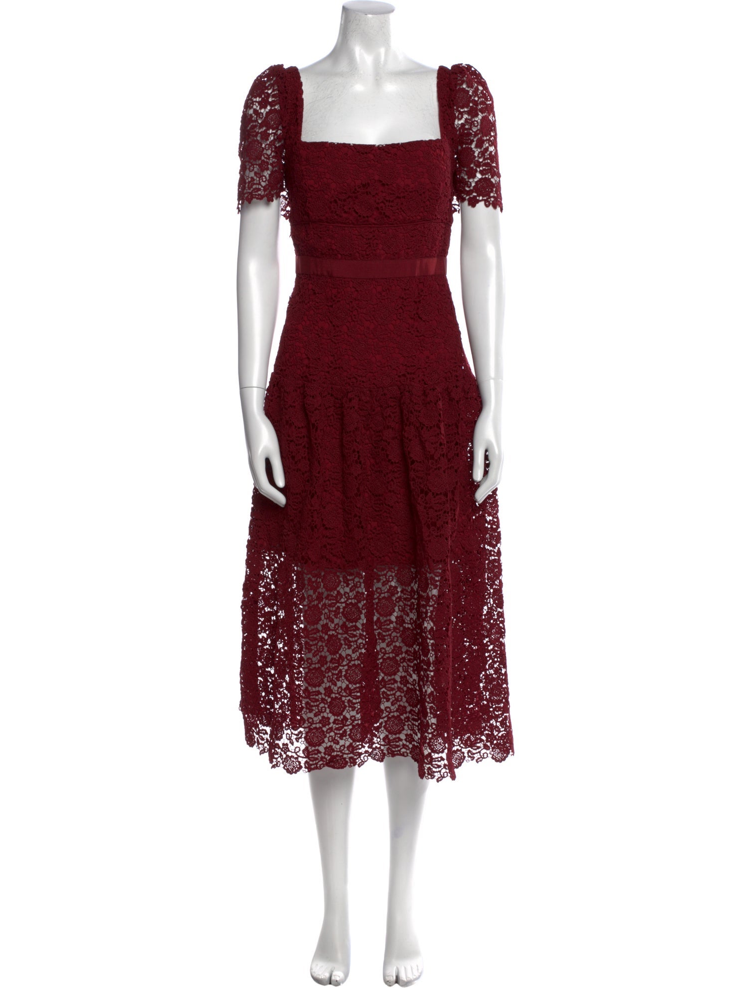 Self-Portrait Lace Pattern Midi Length Dress