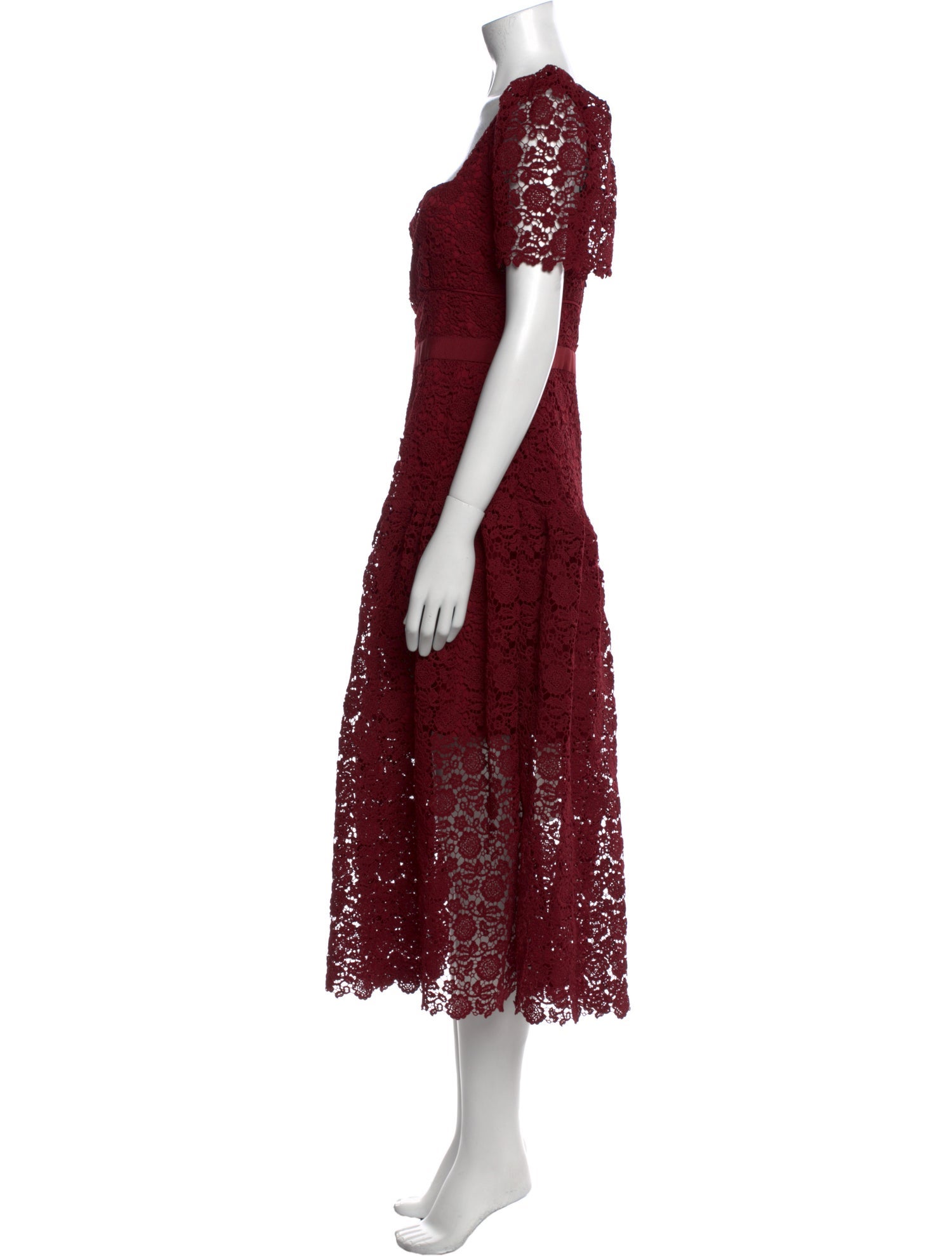 Self-Portrait Lace Pattern Midi Length Dress