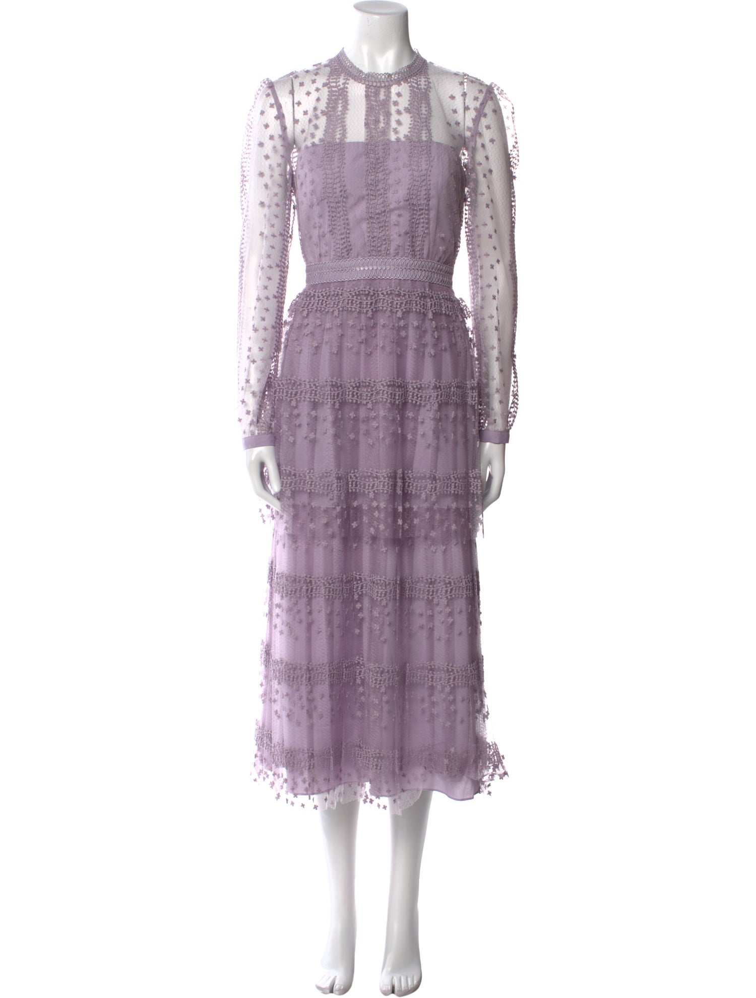 Self-Portrait Lace Pattern Midi Length Dress