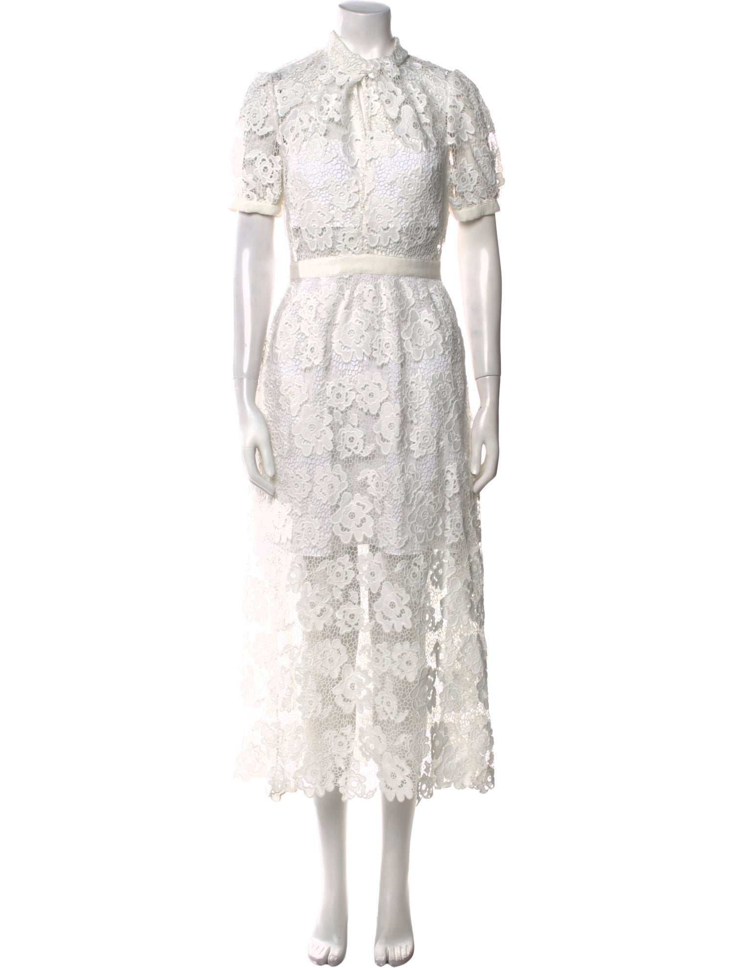 Self-Portrait Lace Pattern Midi Length Dress