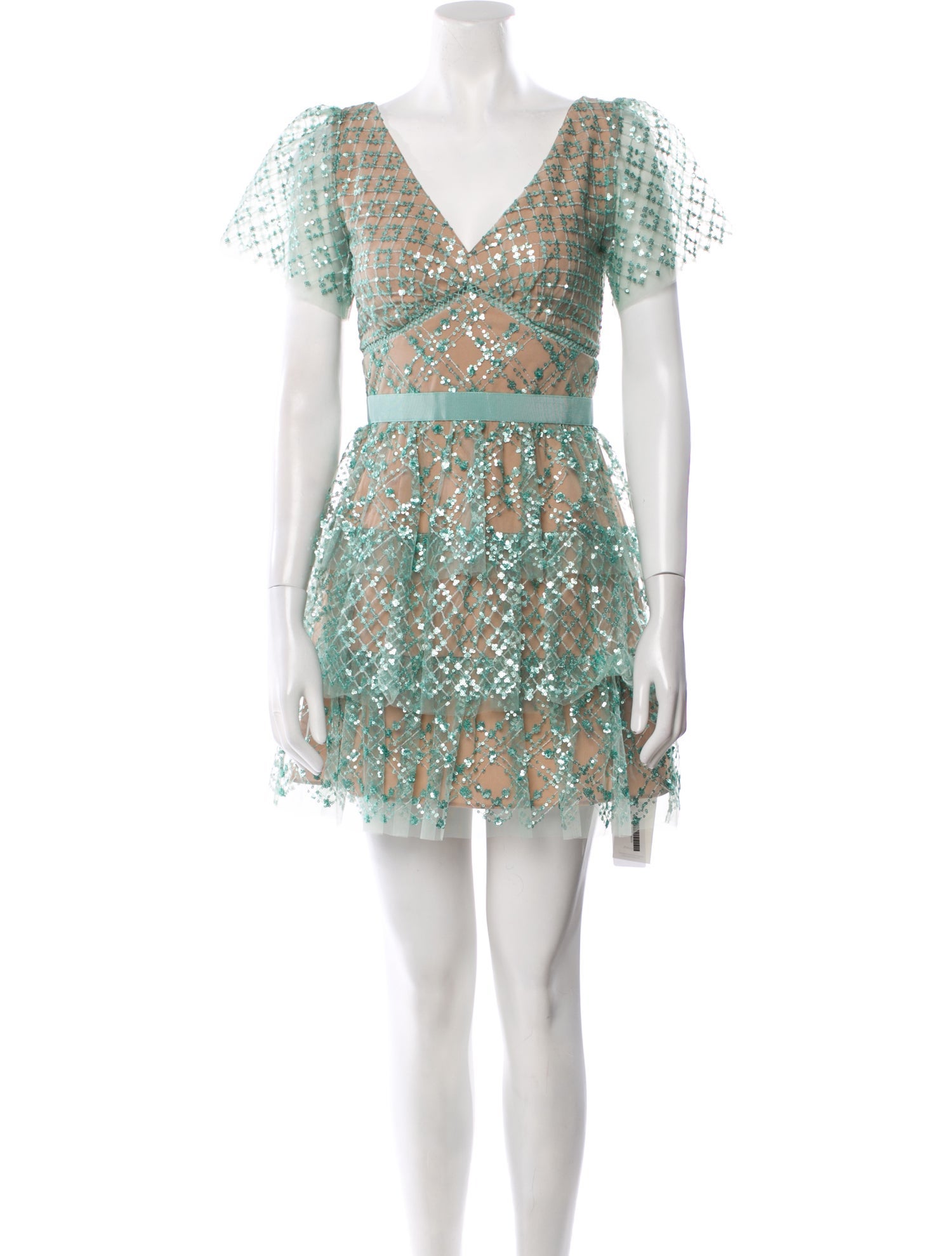 Self-Portrait Lace Pattern Mini Dress