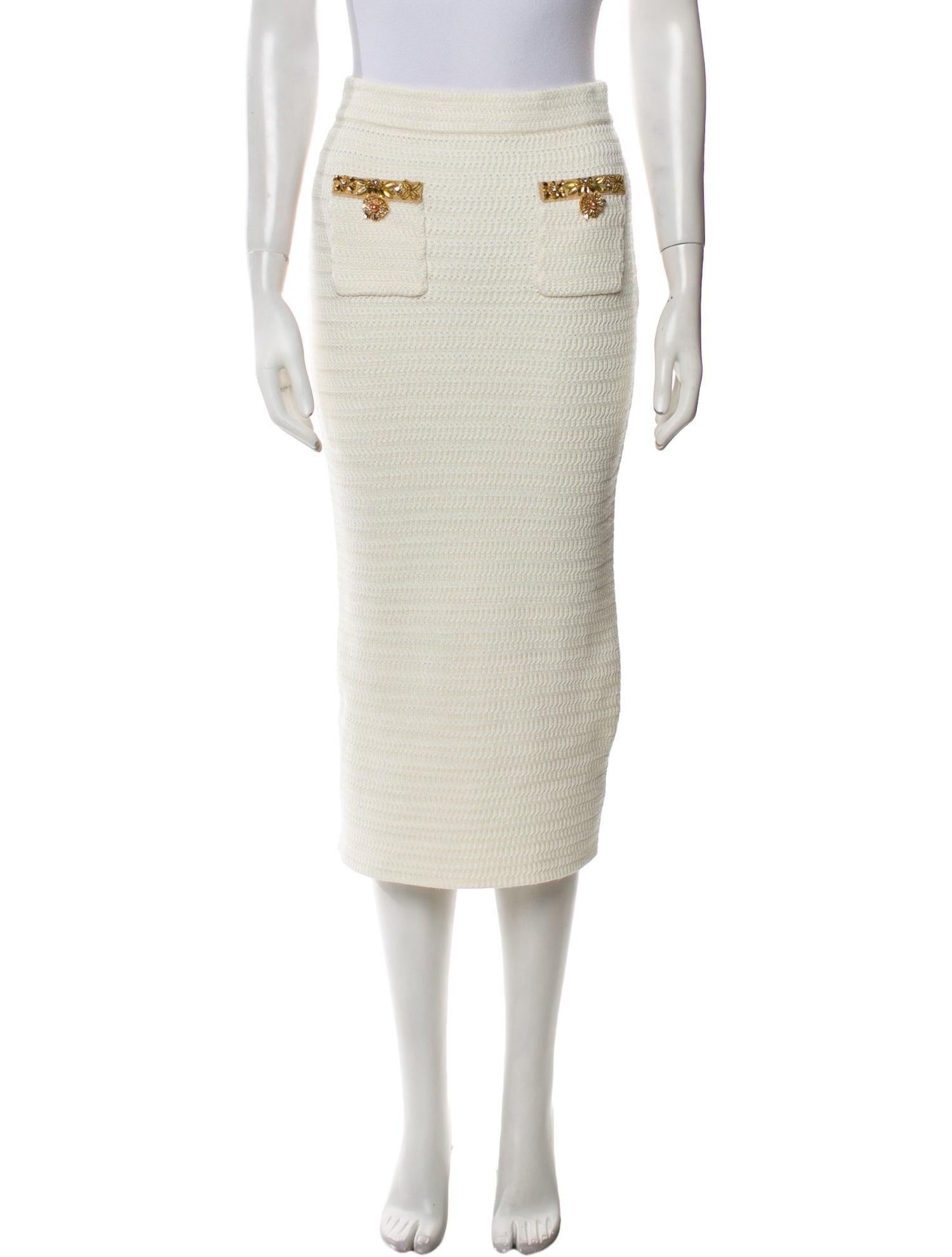 Self-Portrait Studded Accents Midi Length Skirt