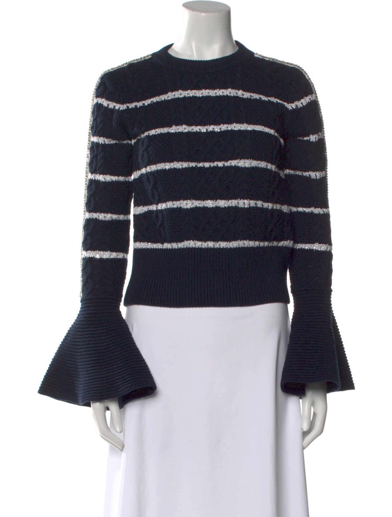 Self-Portrait Striped Crew Neck Sweater