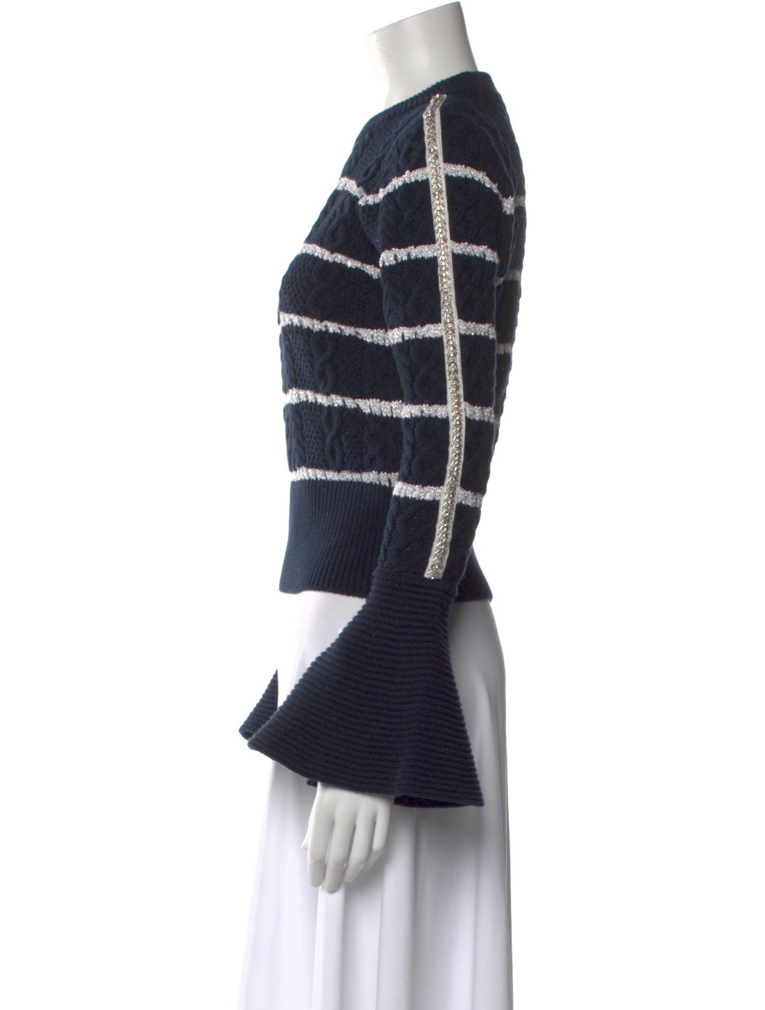 Self-Portrait Striped Crew Neck Sweater