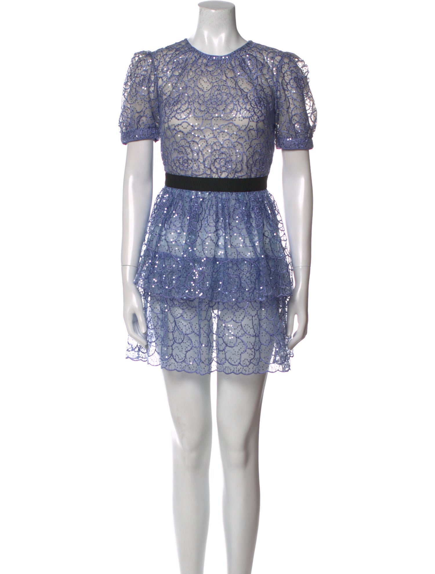 Self-Portrait Lace Pattern Mini Dress