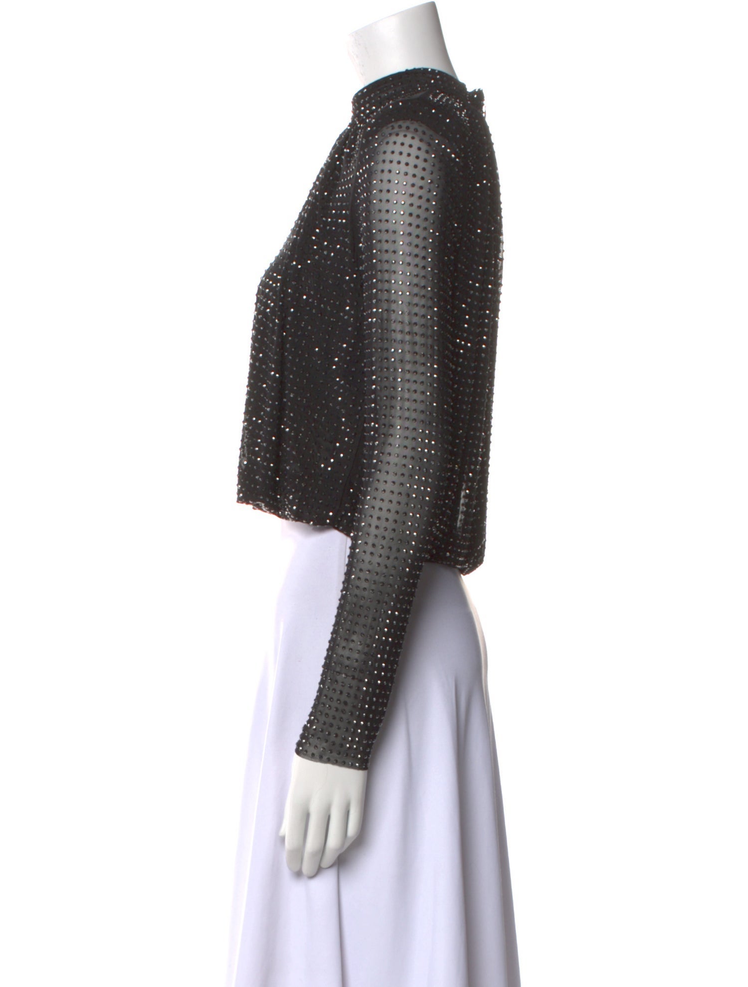 Self-Portrait Mock Neck Long Sleeve Crop Top