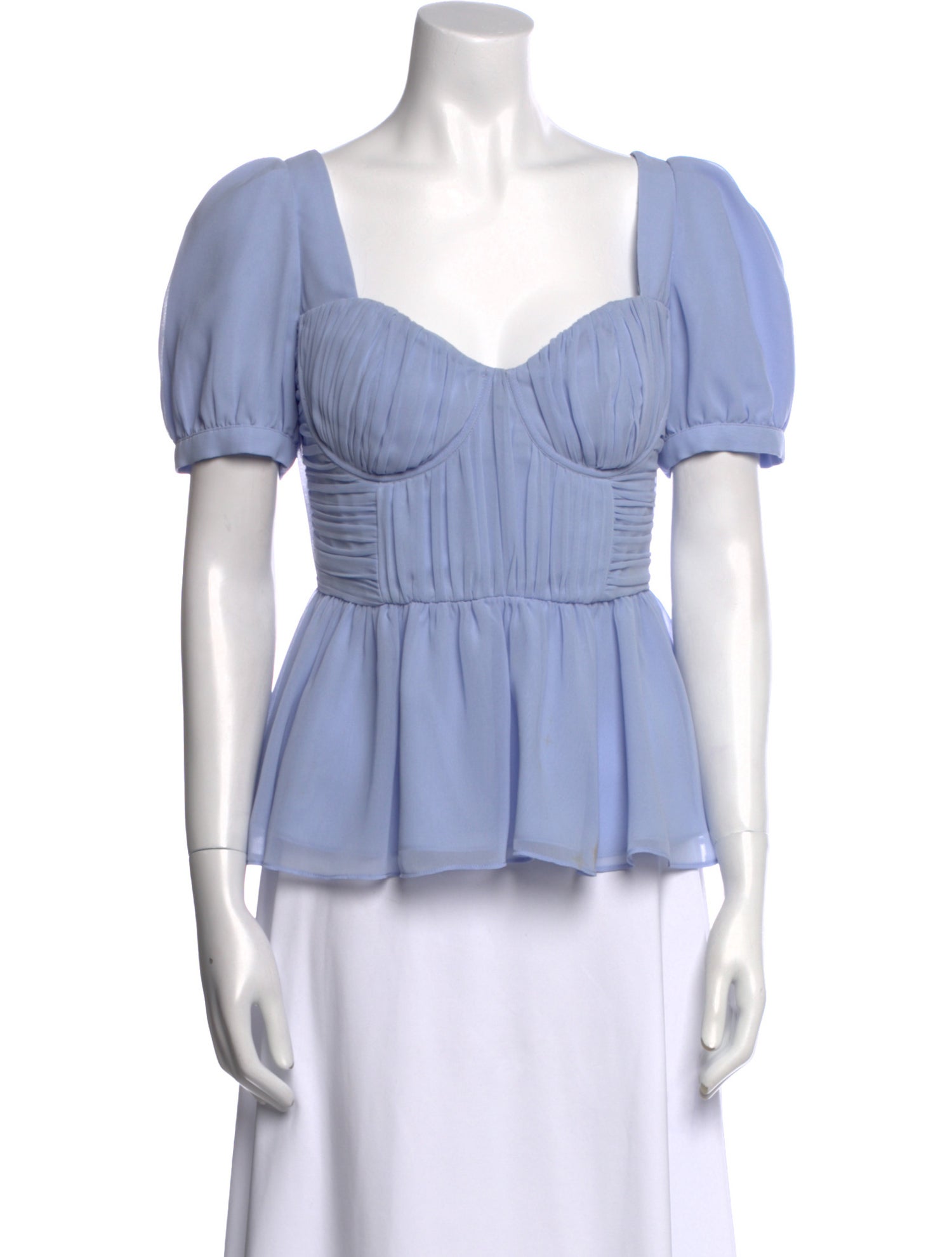 Self-Portrait Square Neckline Short Sleeve Blouse