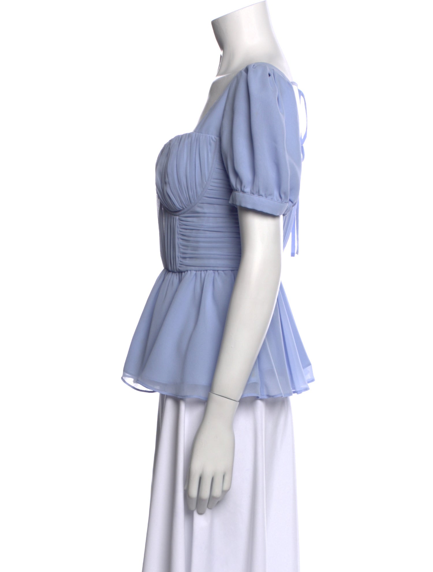 Self-Portrait Square Neckline Short Sleeve Blouse