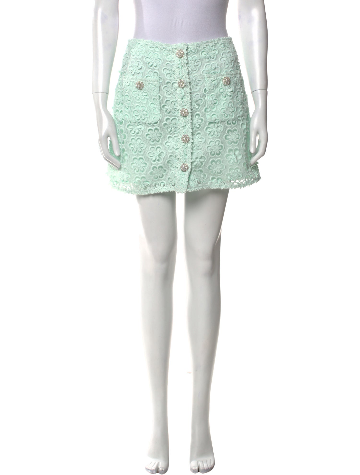 Self-Portrait Lace Pattern Mini Skirt