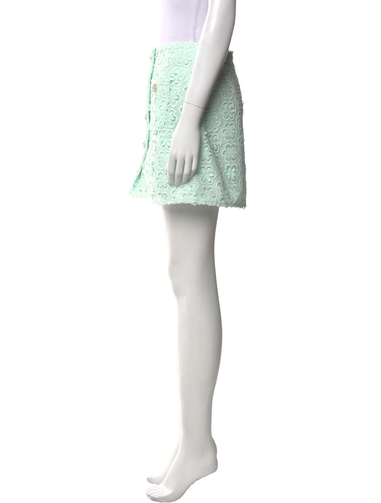 Self-Portrait Lace Pattern Mini Skirt