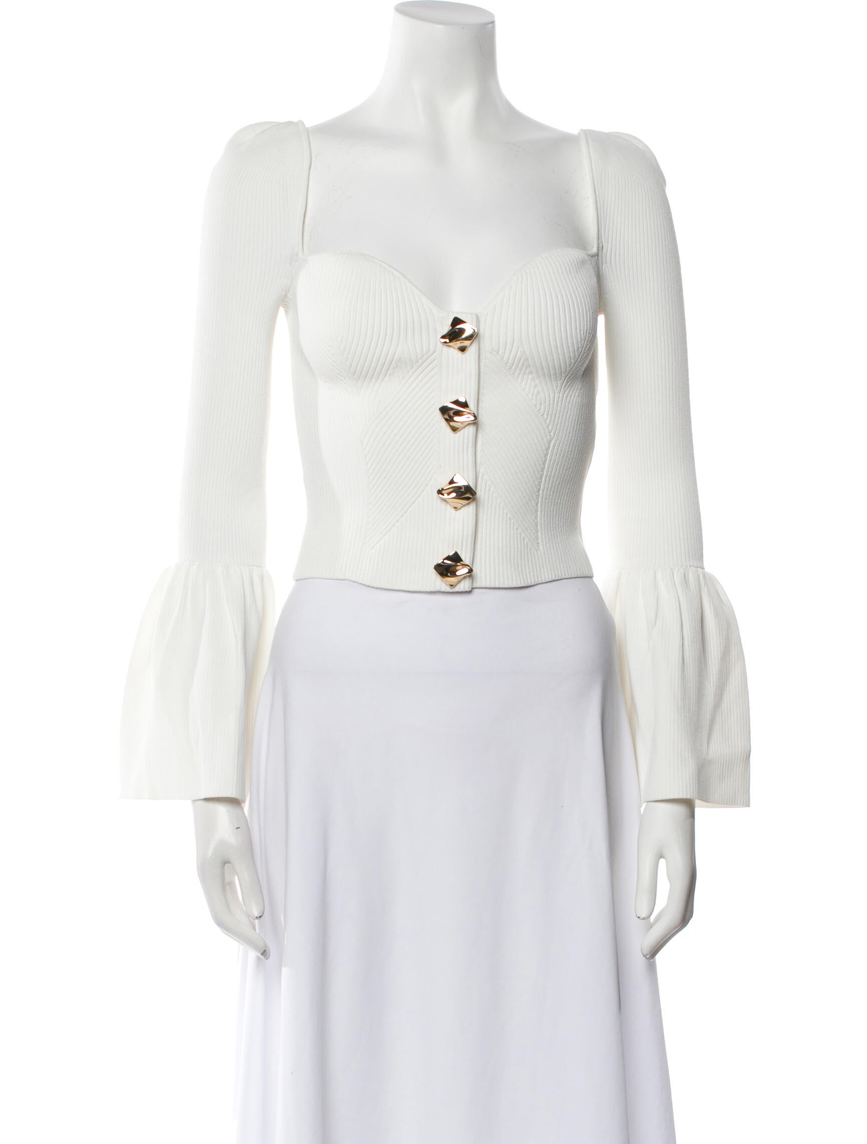 Self-Portrait Square Neckline Long Sleeve Crop Top w/ Tags