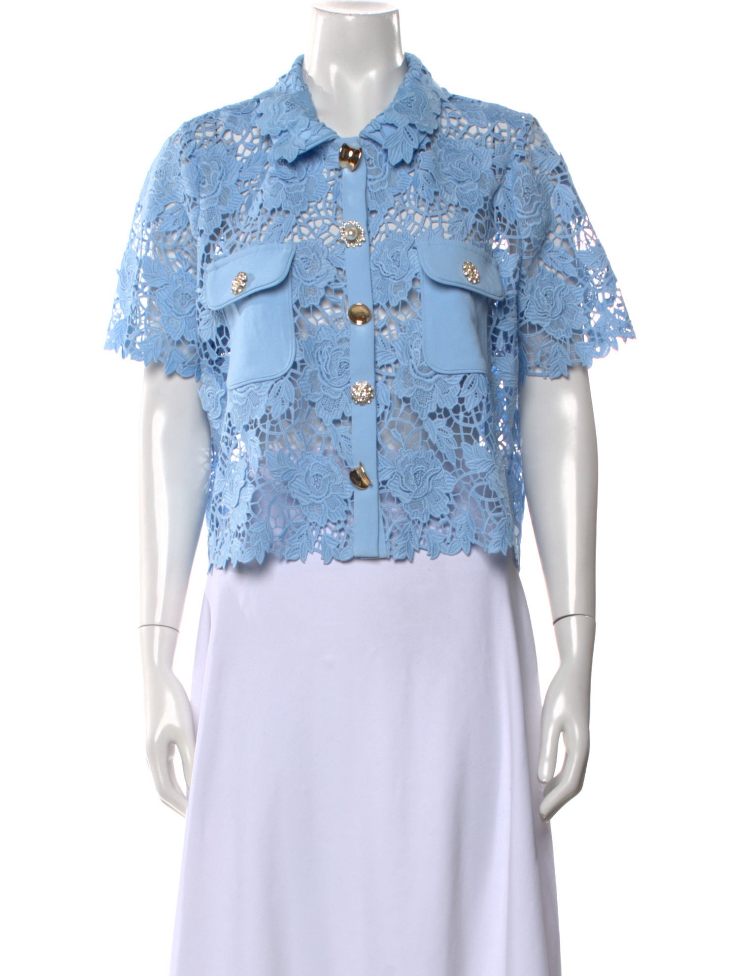 Self-Portrait Floral Print Short Sleeve Crop Top w/ Tags